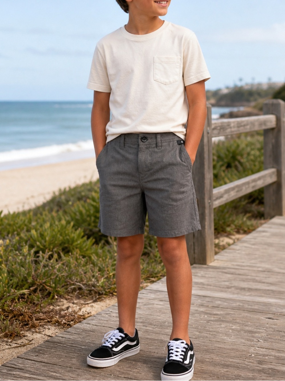 Volcom Boys Dark Grey  Flat Front Shorts